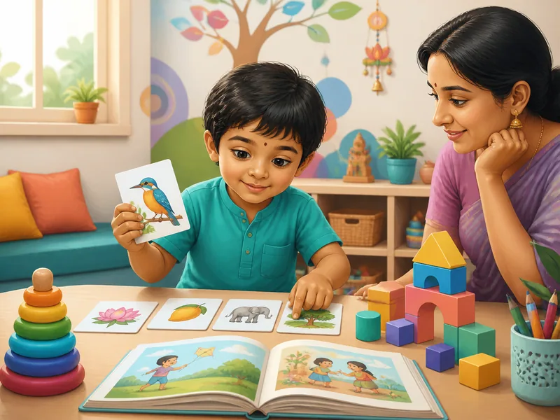 Primary-level child learning illustration